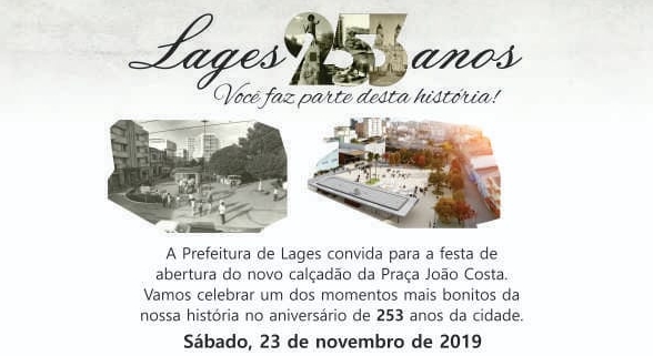 Prefeitura de Lages Lages 253 anos: espaços do novo calçadão da Praça João Costa valorizam a arte e cultura lageana