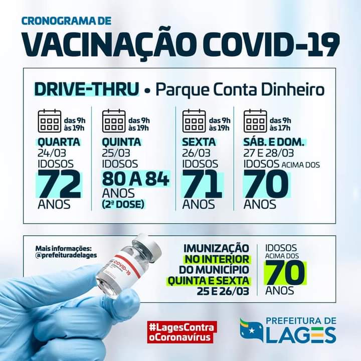 Prefeitura de Lages Prefeitura de Lages define cronograma de vacinação contra a Covid-19 nos próximos dias