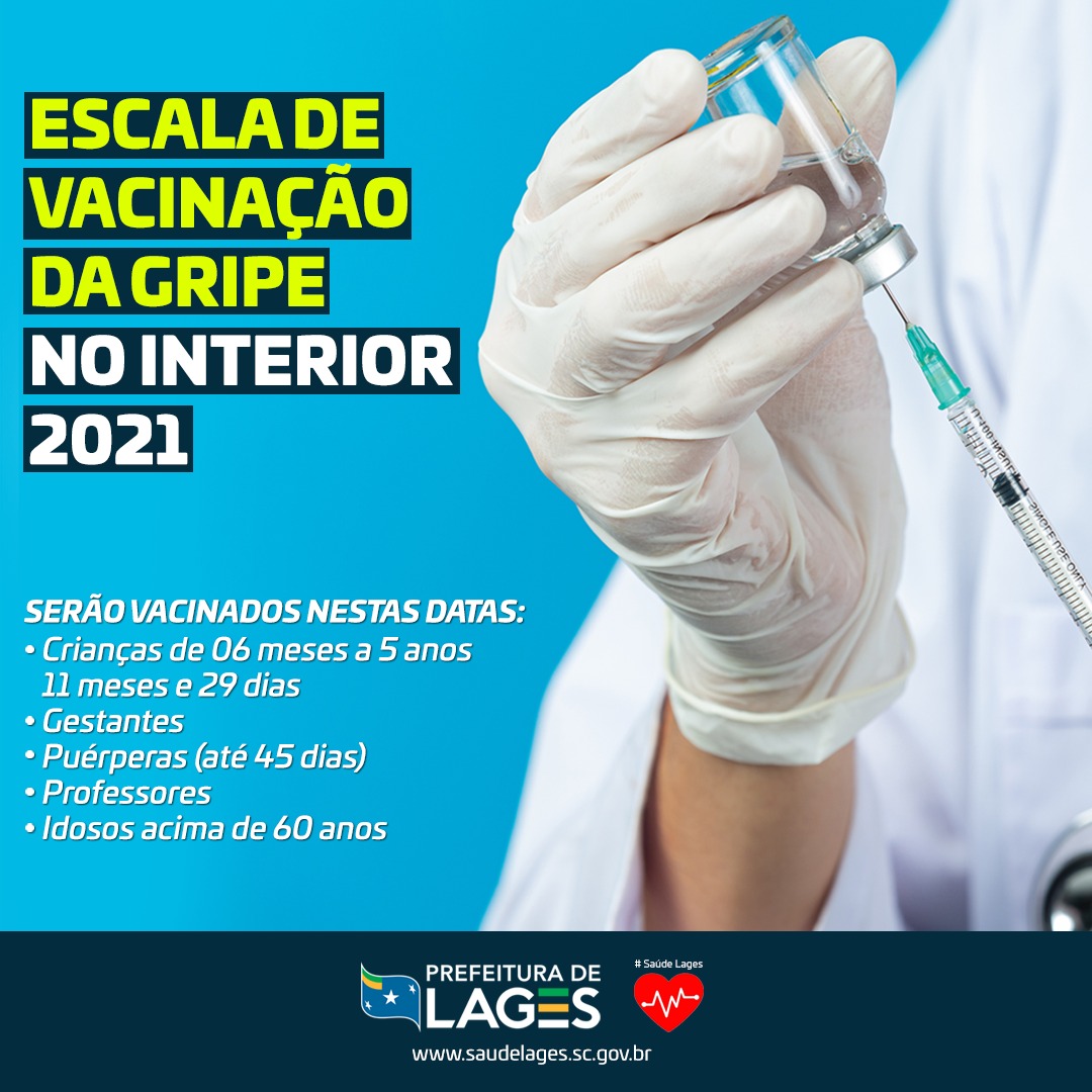 Prefeitura de Lages Vacinação contra a gripe contemplará 21 localidades rurais em seis datas no mês de maio 