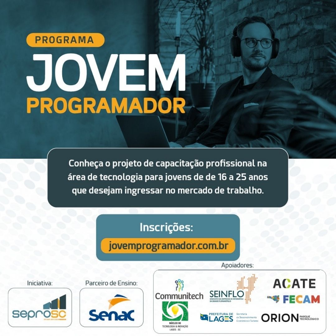 Prefeitura de Lages Curso gratuito de Programador de Computador com inscrições abertas