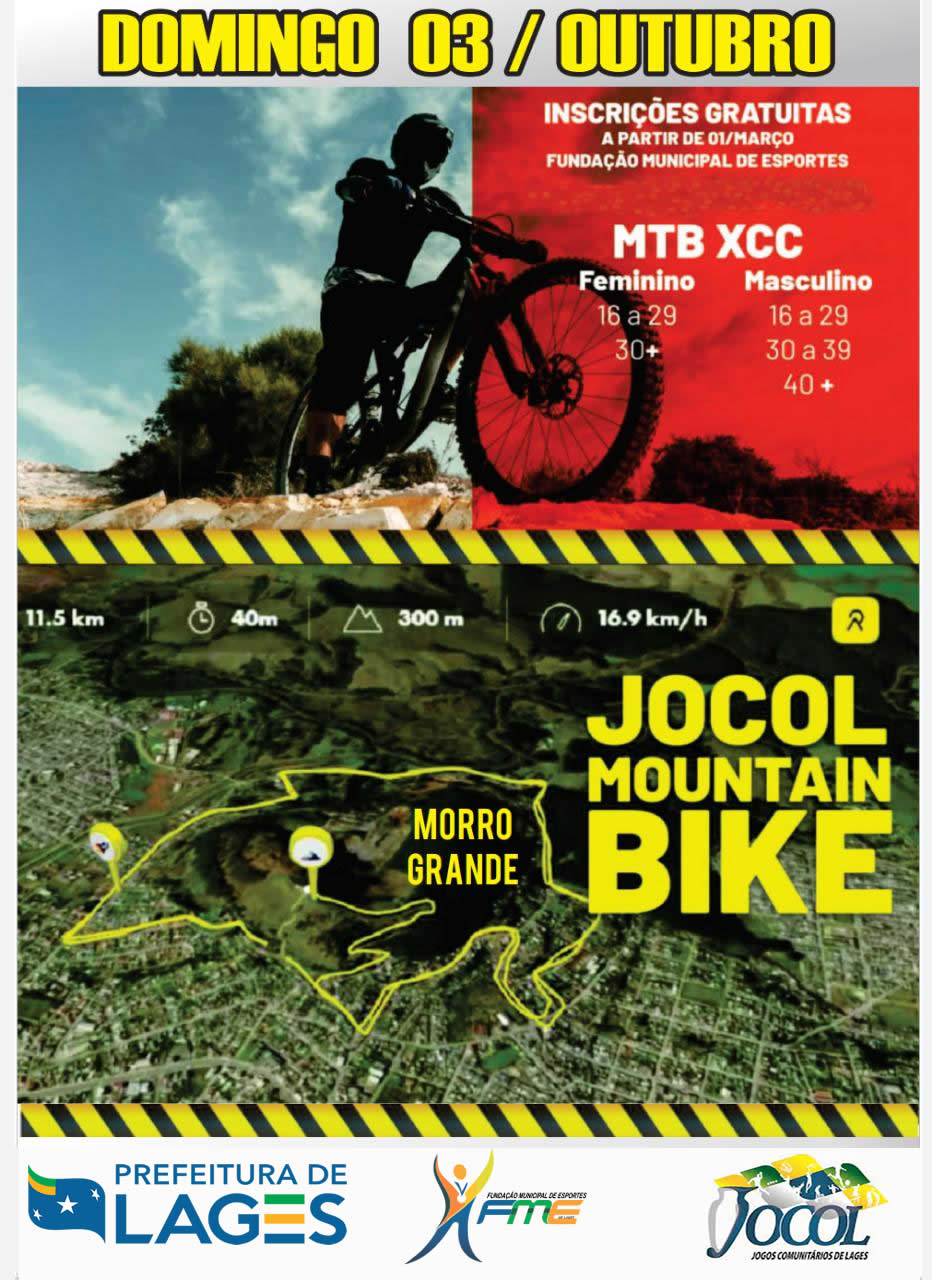 Prefeitura de Lages Estão abertas as inscrições para a prova de Mountain Bike dos Jocol