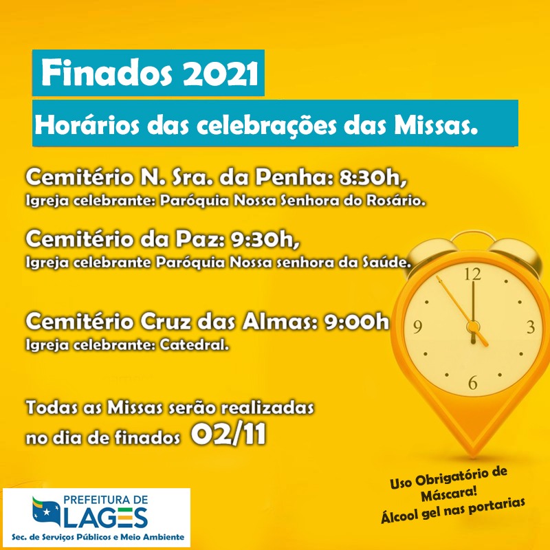 Prefeitura de Lages Finados 2021: definidos horários das celebrações de missas nos cemitérios municipais de Lages