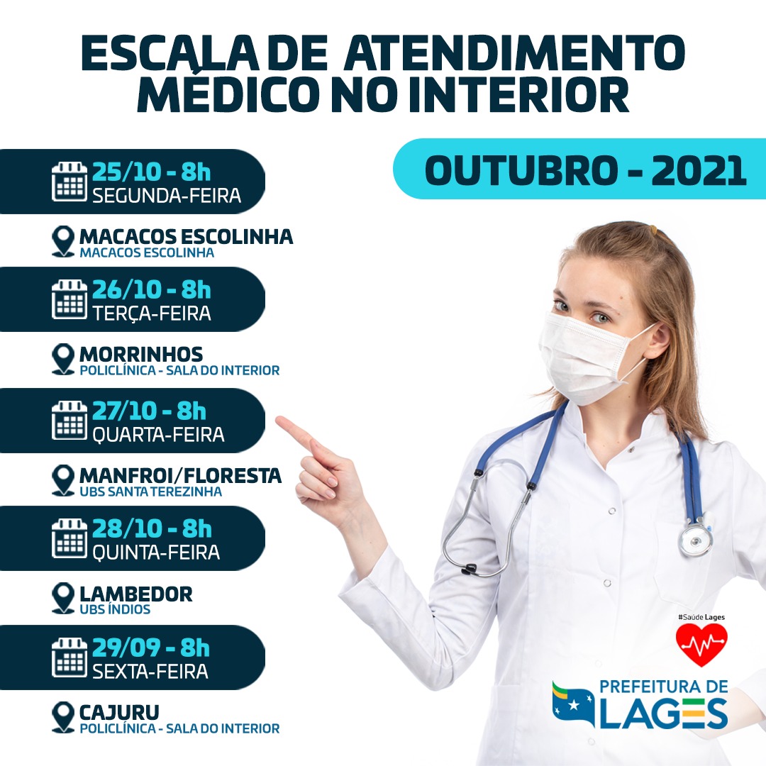 Prefeitura de Lages Programação de atendimentos médicos no interior de Lages