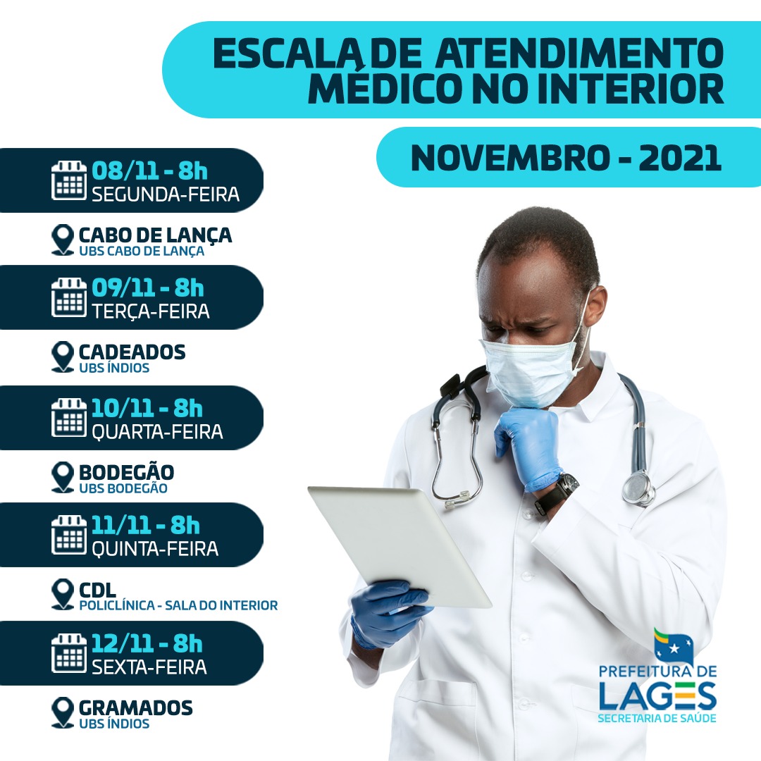 Prefeitura de Lages Programação de atendimentos médicos no interior de Lages 