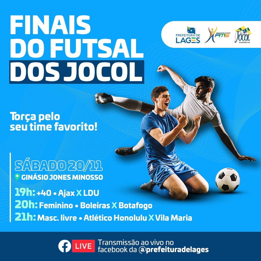 Prefeitura de Lages Finais do futsal dos Jocol vão movimentar o Ginásio Jones Minosso neste sábado (20)