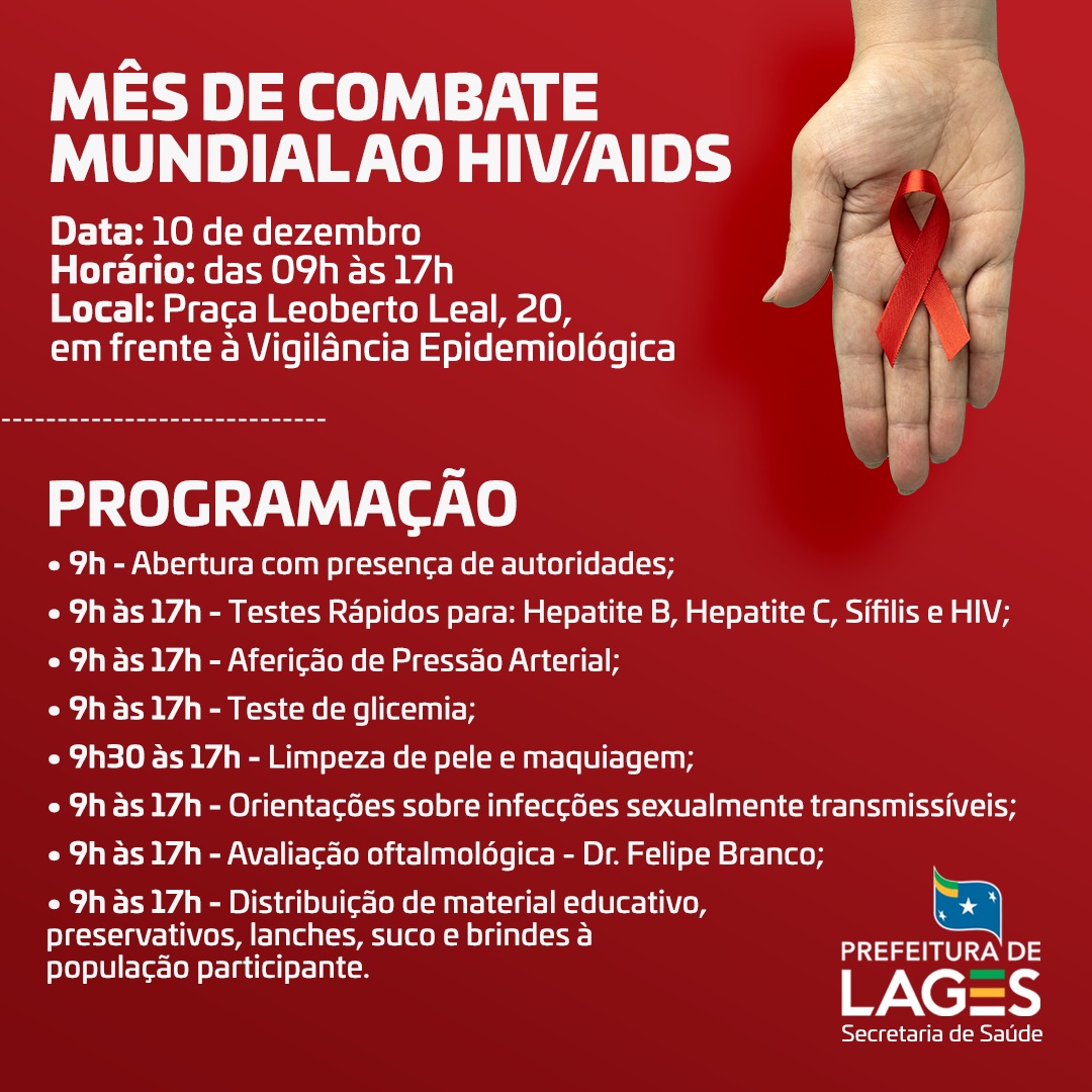 Prefeitura de Lages Ação Dezembro Vermelho no combate ao HIV/Aids será realizada nesta sexta-feira (10)