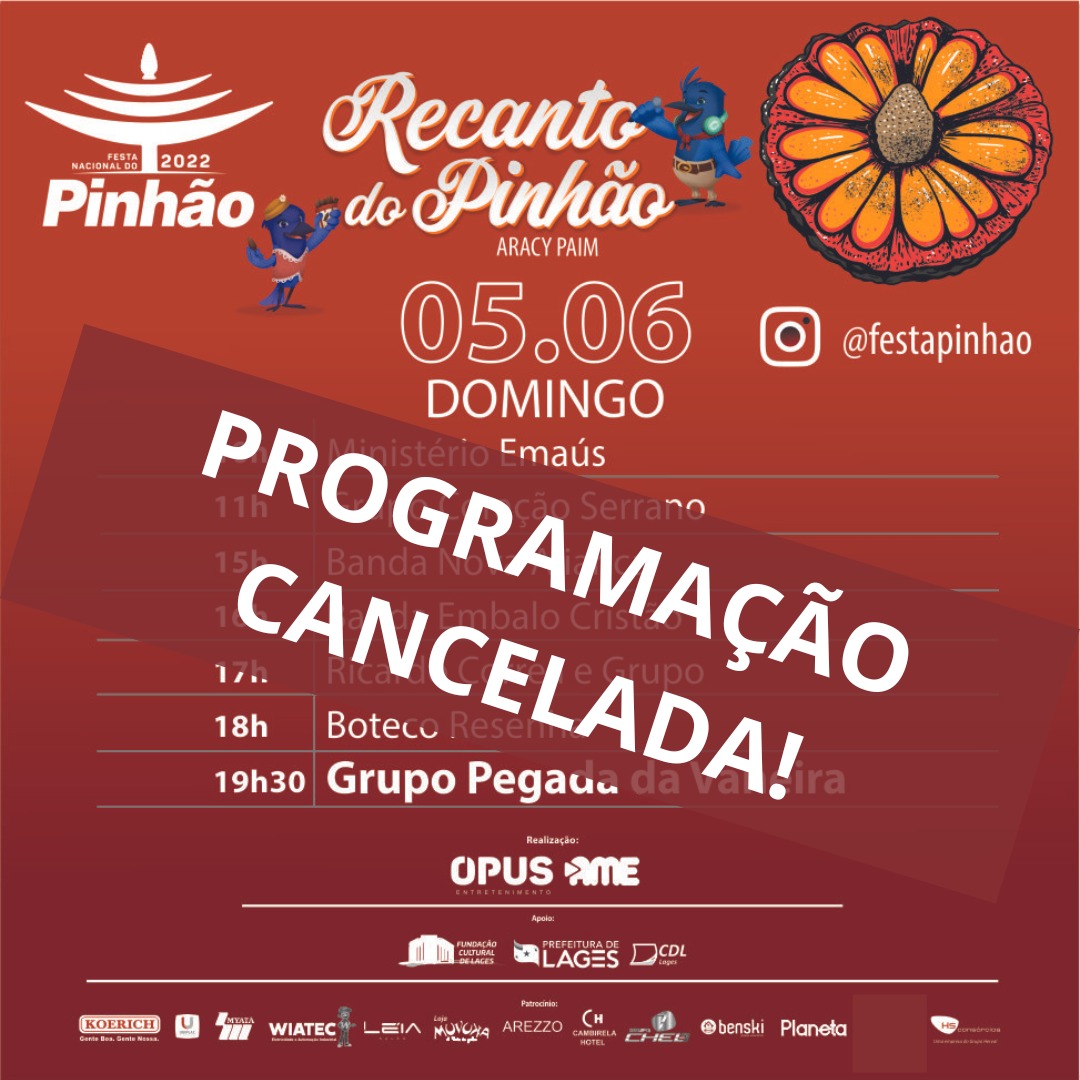 Prefeitura de Lages Atrações do Recanto do Pinhão Aracy Paim deste domingo (5) são suspensas devido à chuva