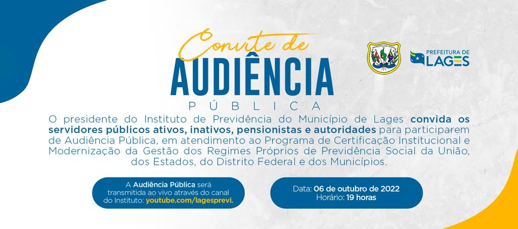 Prefeitura de Lages LagesPrevi realizará Audiência Pública virtual no dia 6 de outubro 