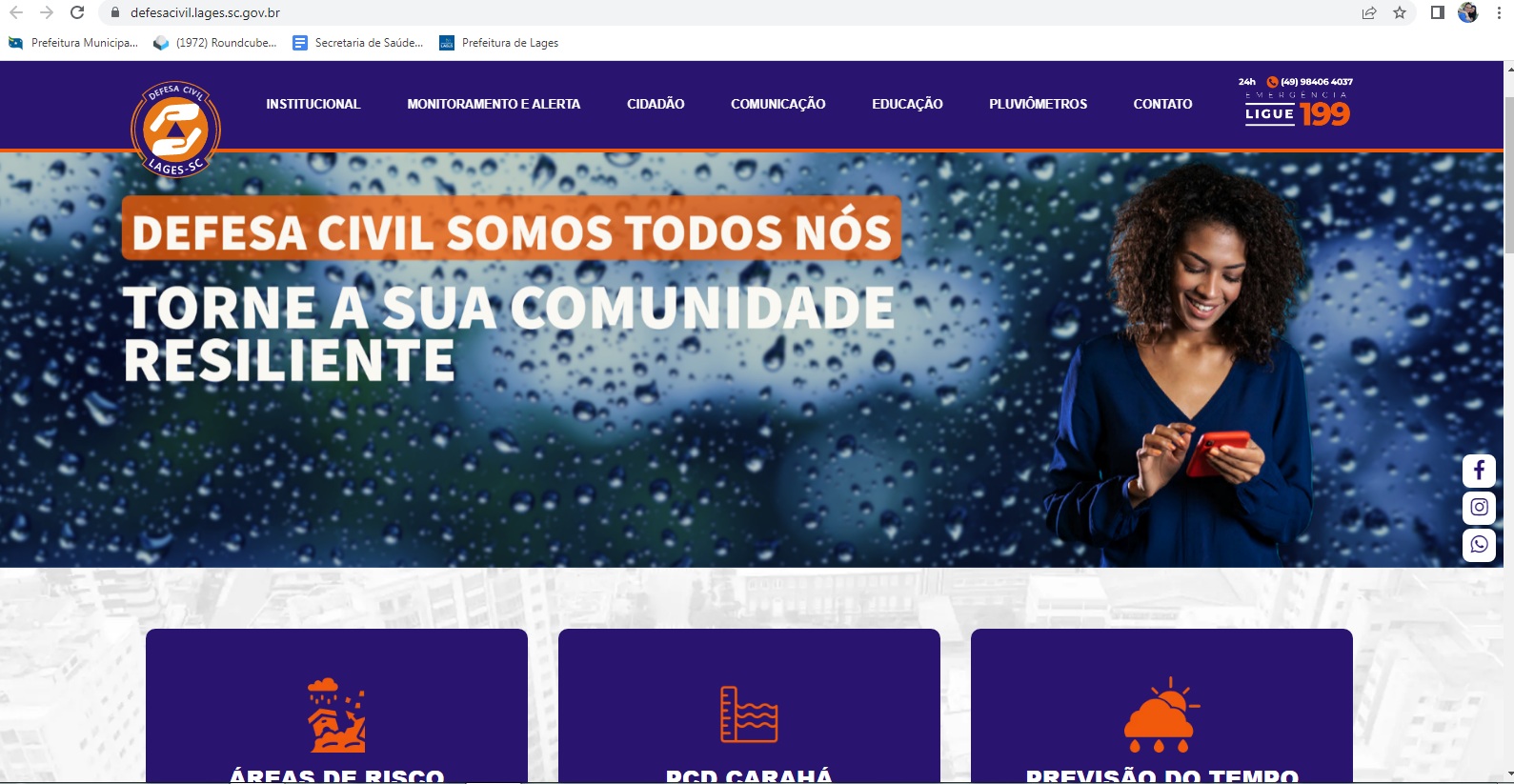 Prefeitura de Lages Página na Internet da Defesa Civil de Lages orienta e informa a comunidade