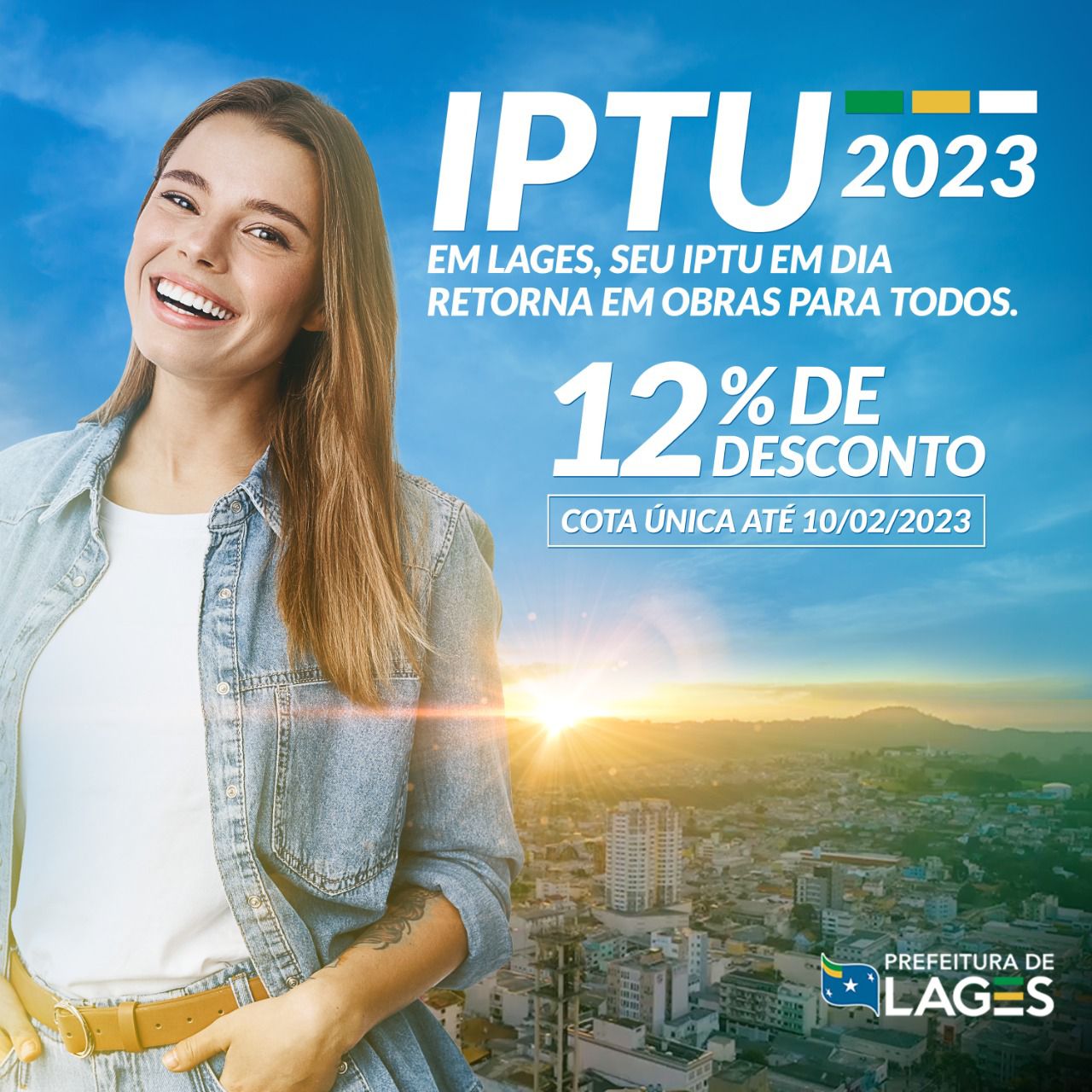 Prefeitura de Lages IPTU 2023, em cota única, com 12% de desconto até sexta-feira (dia 10)