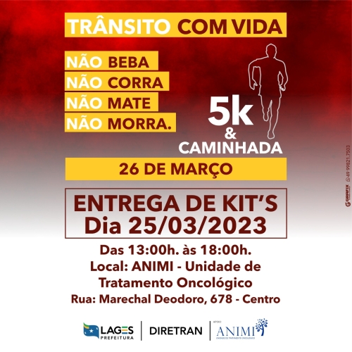 Prefeitura de Lages Corrida “Trânsito com Vida” será neste domingo (26), em Lages