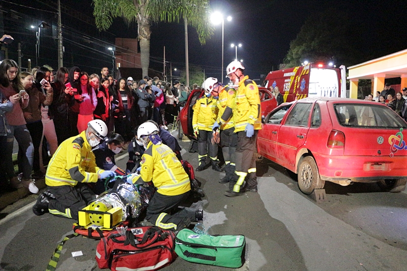 Prefeitura de Lages Simulação de acidente busca atenção especial dos jovens