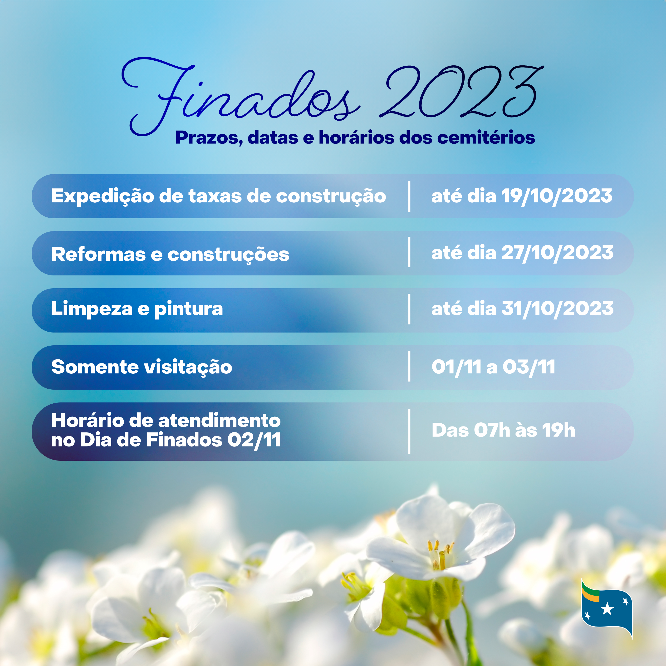 Prefeitura de Lages Secretaria de Serviços Públicos e Meio Ambiente divulga datas referentes ao feriado de Finados para facilitar organização de famílias 