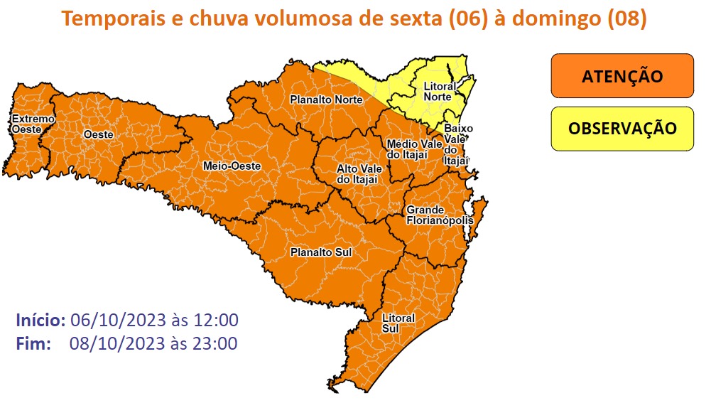 Prefeitura de Lages Chuvas volumosas estão previstas para Santa Catarina