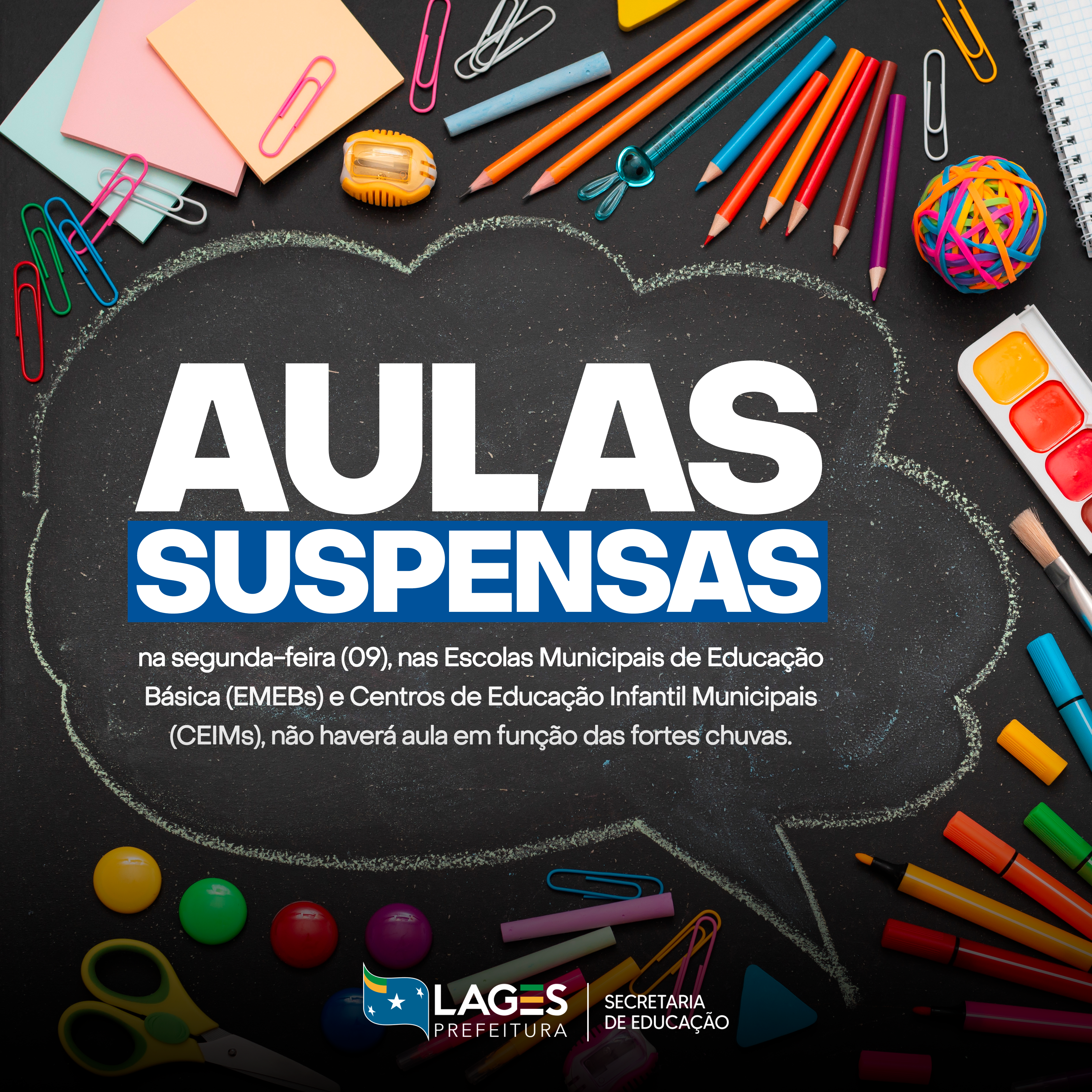 Prefeitura de Lages Aulas em todas as unidades municipais de ensino são suspensas nesta segunda-feira (9)