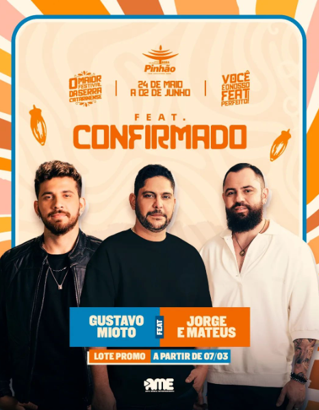 Prefeitura de Lages Festa do Pinhão: Jorge e Mateus e Gustavo Mioto são o primeiro feat confirmado