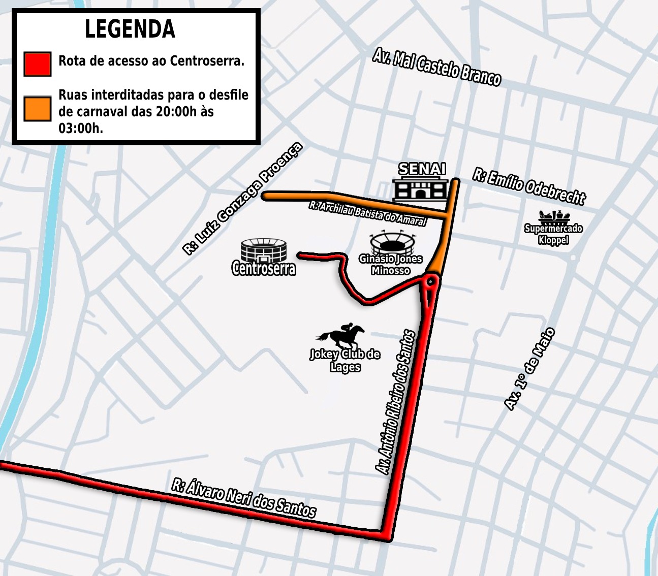 Prefeitura de Lages Diretran alerta sobre alterações no trânsito em vias de acesso aos desfiles de Carnaval no bairro Universitário